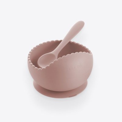 Blush Wavy Suction Bowl & Spoon Set